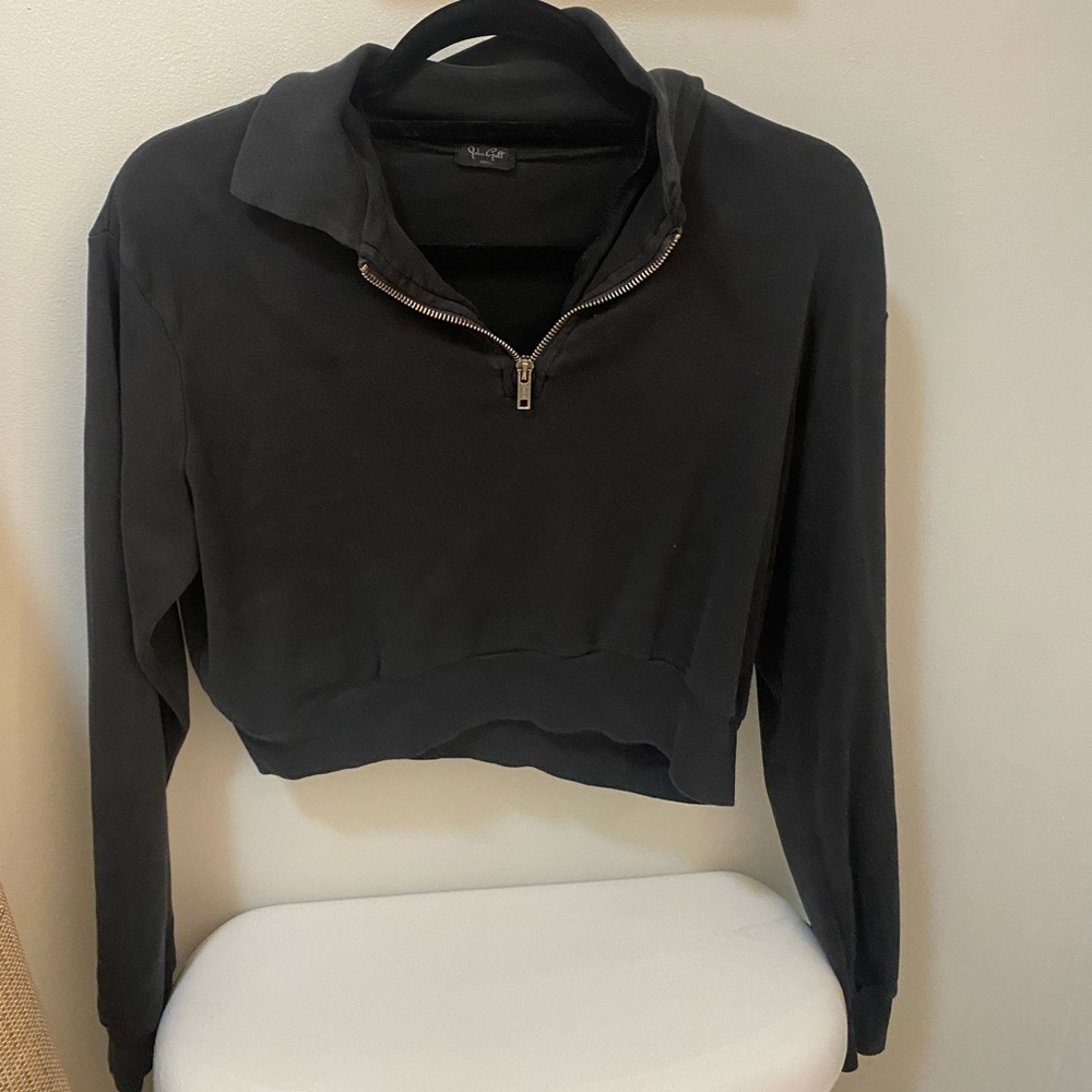 brandy melville cropped half zip